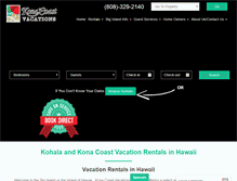 Tablet Screenshot of konacoastvacations.com